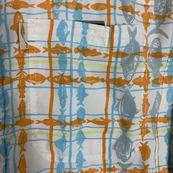 Bob Timberlake  Men’s Fish Print Short Sleeve Button Down Casual Shirt Size XL - Picture 12 of 14